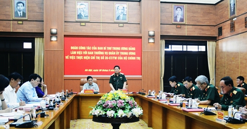 Đoàn công tác của Ban Bí thư Trung ương Đảng làm việc với Ban Thường vụ Quân ủy Trung ương